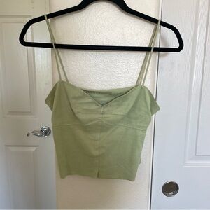GREEN SUEDE CROP TOP
